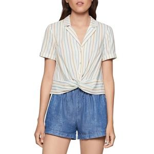 BCBGeneration Striped Twist Front Button-Down Top